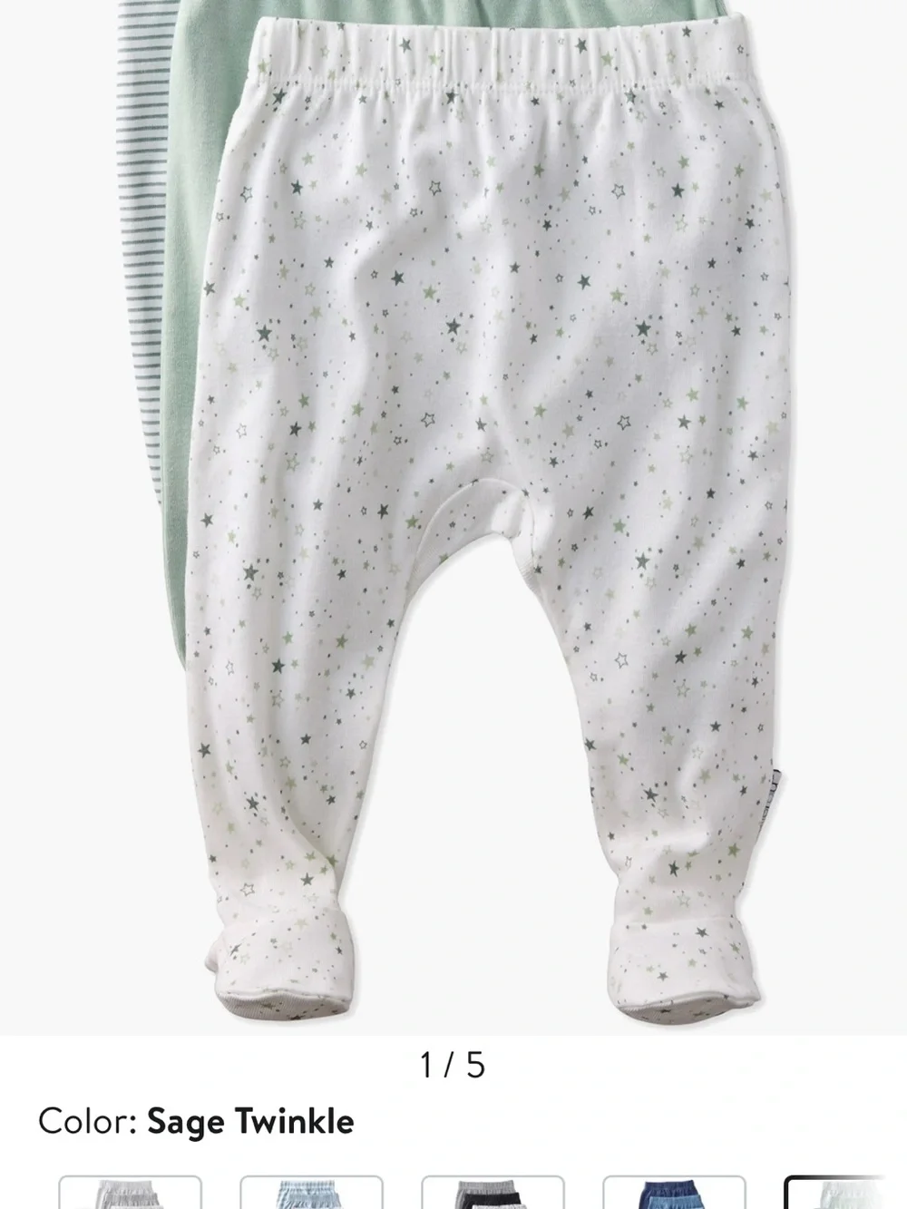 Butterblu Baby Footed One-Piece Pant Set - Sage Star Print